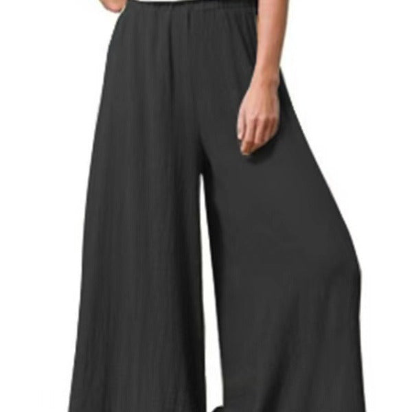 Pantalon Large Décontracté en Coton et Lin – Coupe Oversize