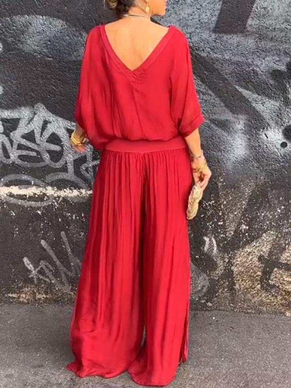 Duo Chic & Léger – Haut Blouse + Pantalon Évasé