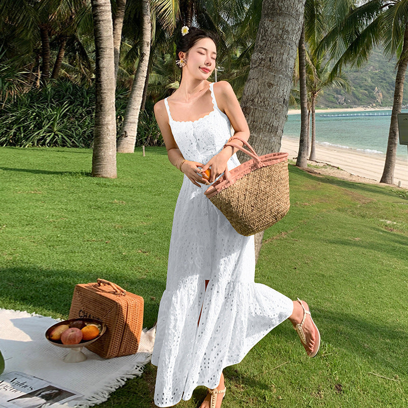 Robe d'Été de Vacances Cintrée à la Taille – Style Plage