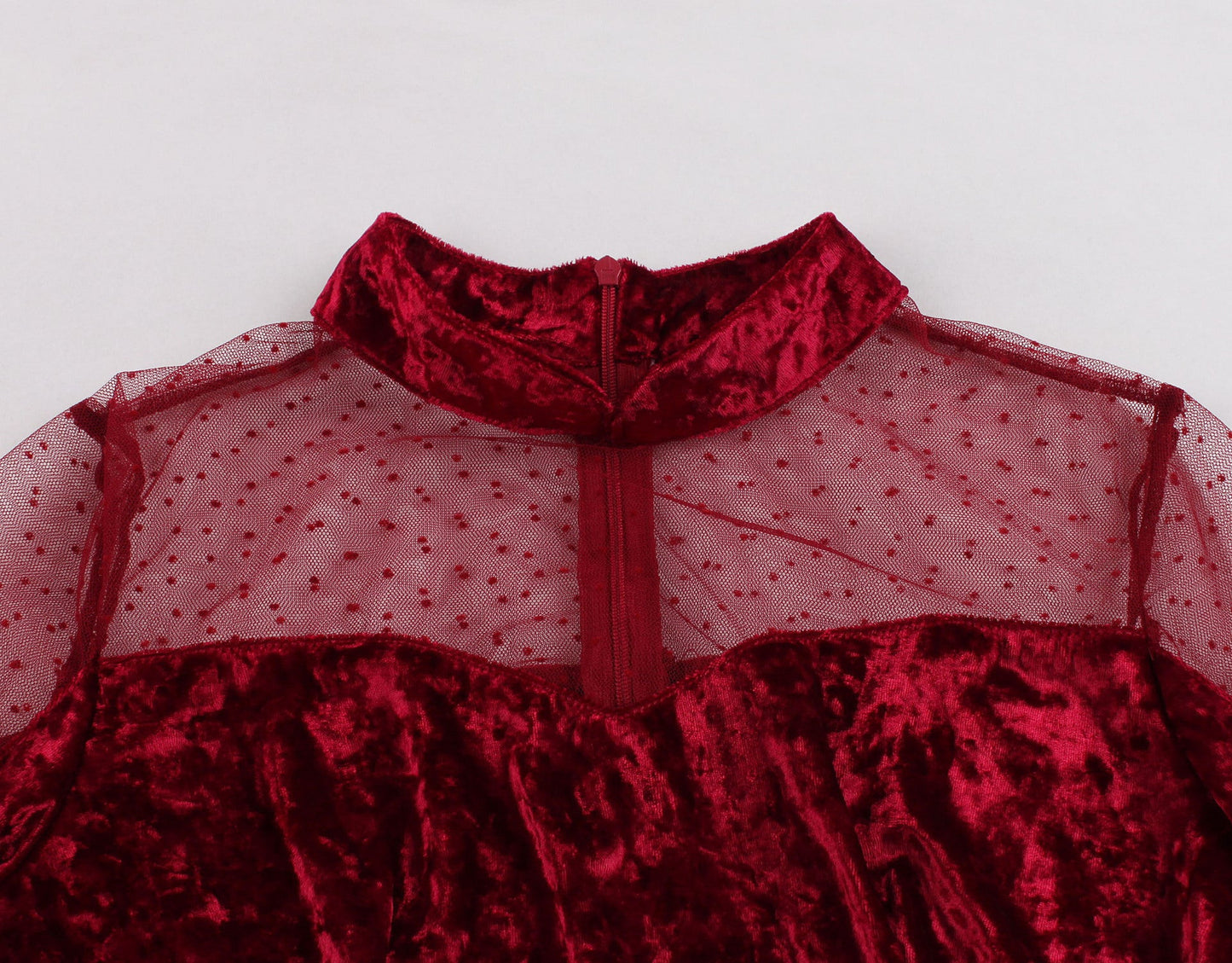 Robe Tonval – Velours Bordeaux & Transparence Chic