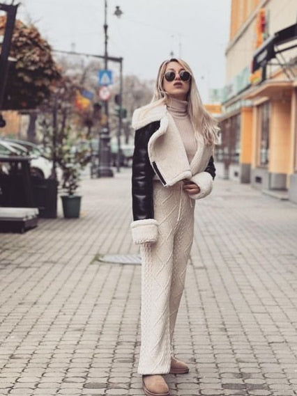 Blouson bombardier court effet cuir doublé – Chic & cosy