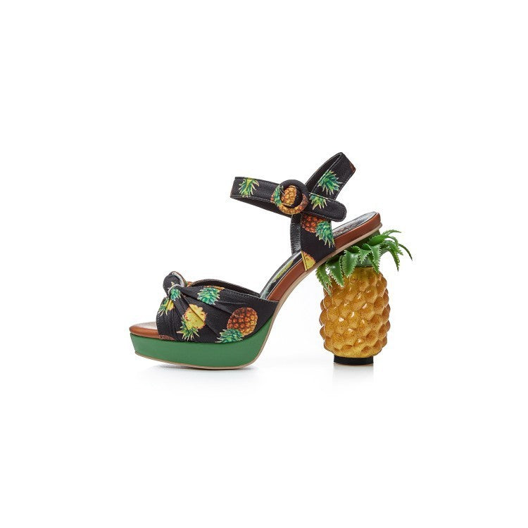 Sandales Ananas à Talons Hauts – Audace et Fantaisie