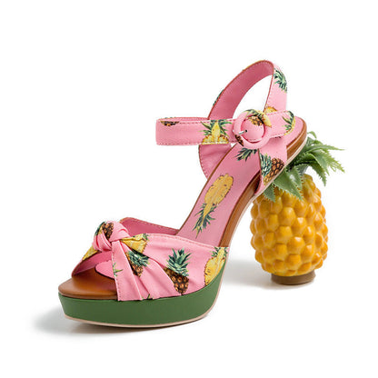 Sandales Ananas à Talons Hauts – Audace et Fantaisie