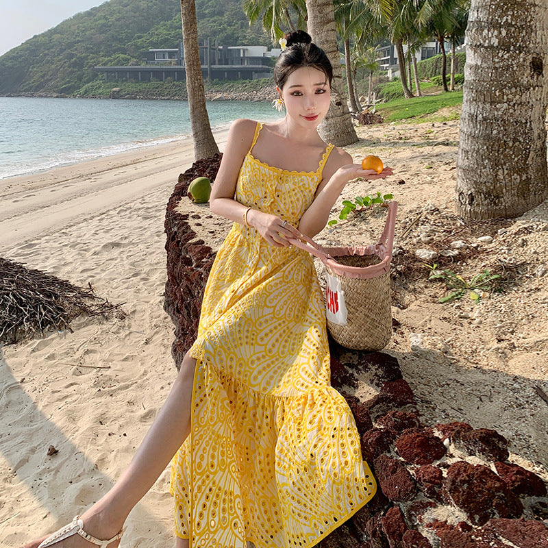 Robe d'Été de Vacances Cintrée à la Taille – Style Plage