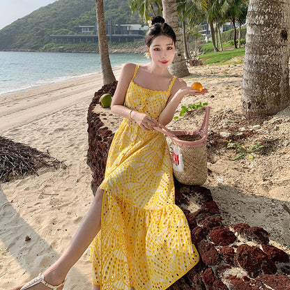 Robe d'Été de Vacances Cintrée à la Taille – Style Plage