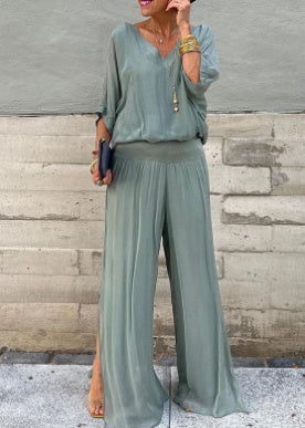 Duo Chic & Léger – Haut Blouse + Pantalon Évasé