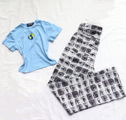 Pantalon Taille Haute Imprimé Œil – Audace Urbaine