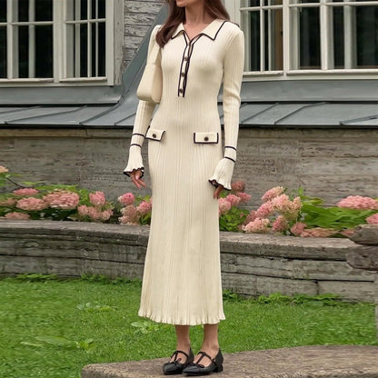 Robe Tricotée Chic à Manches Trompette