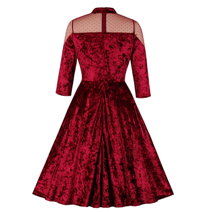 Robe Tonval – Velours Bordeaux & Transparence Chic