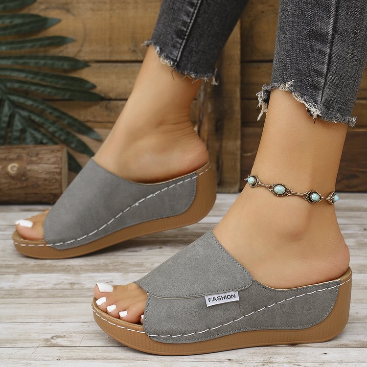 Mules Ultra-Confort en Cuir – Talon Compensé