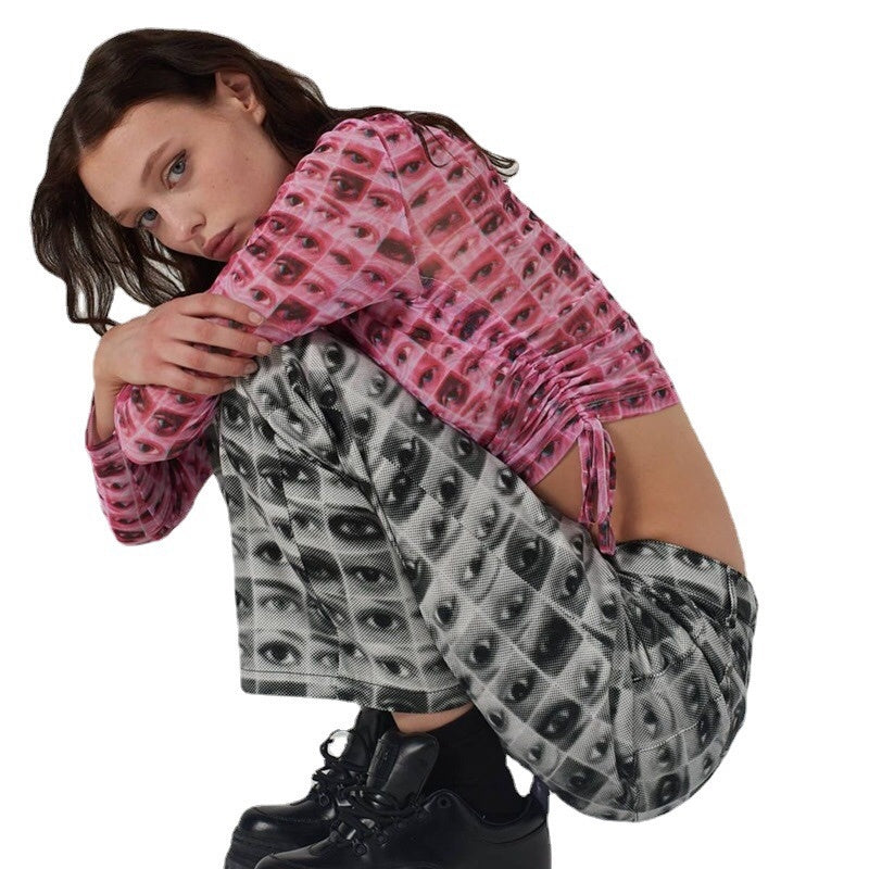 Pantalon Taille Haute Imprimé Œil – Audace Urbaine