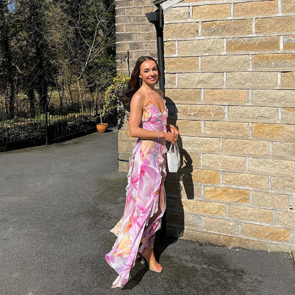 Robe Longue Bretelles Fines – Imprimé Aquarelle