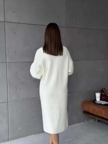 Ensemble Tricoté 2 Pièces – Robe Longue Sans Manches & Gilet Oversize